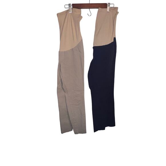 Motherhood Womens size small denim legging stretch 2 pair pant tan and navy blue - Picture 6 of 9